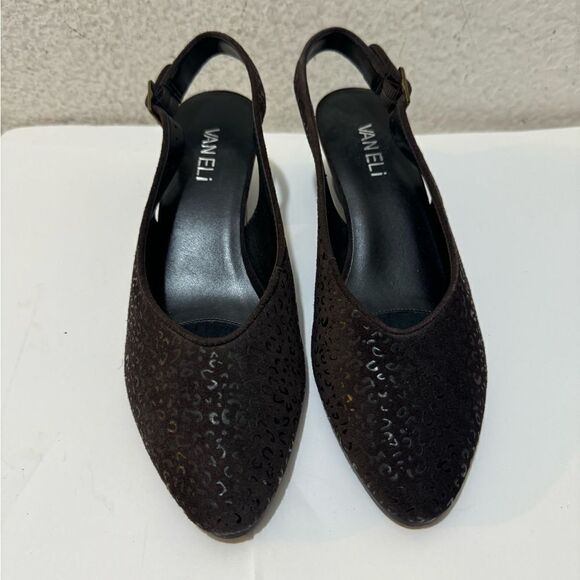 Vaneli Kandis on dark Brown Leopard Print Slingbacks size 7N - Picture 2 of 11